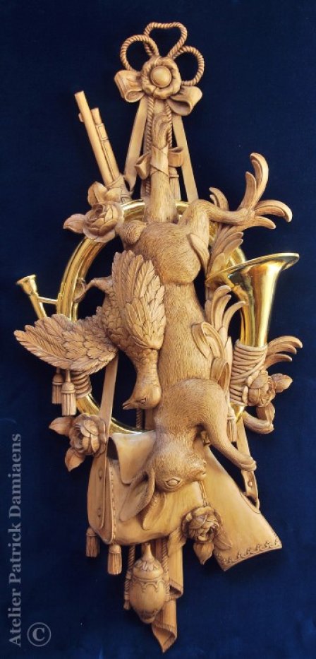 jachttrofee in hout gesneden | Reproducties ornamenten