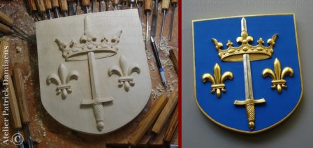 Wapenschild in hout | Wapen Jeanne d'Arc, Domrémy-la-Pucelle